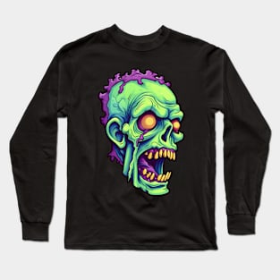 Green zombie head with purple slime Long Sleeve T-Shirt